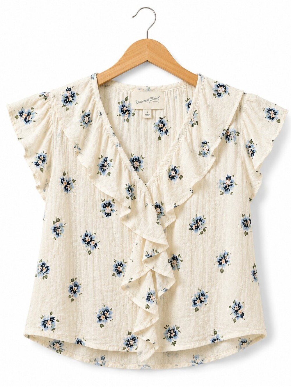 Cream Floral Ruffle Tiered Top - Picture 2 of 4
